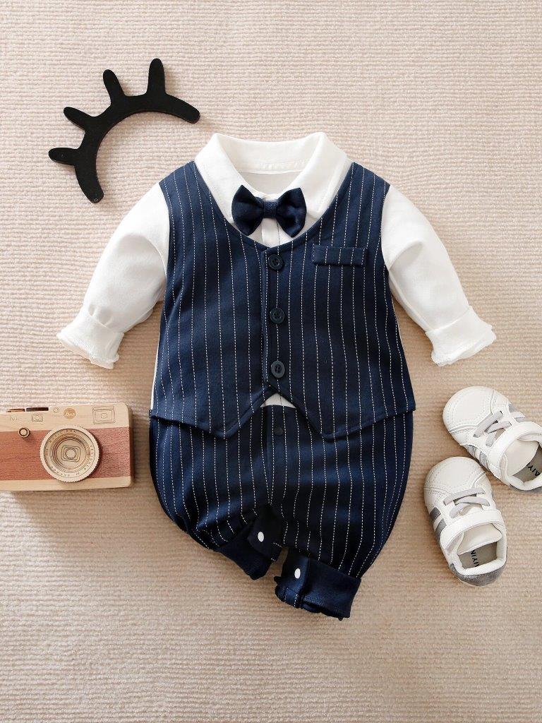 Baby Stripe Tuxedo Jumpsuit