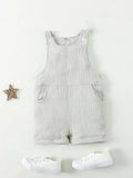 100% Cotton Crepe Pocket Romper Olive Grey