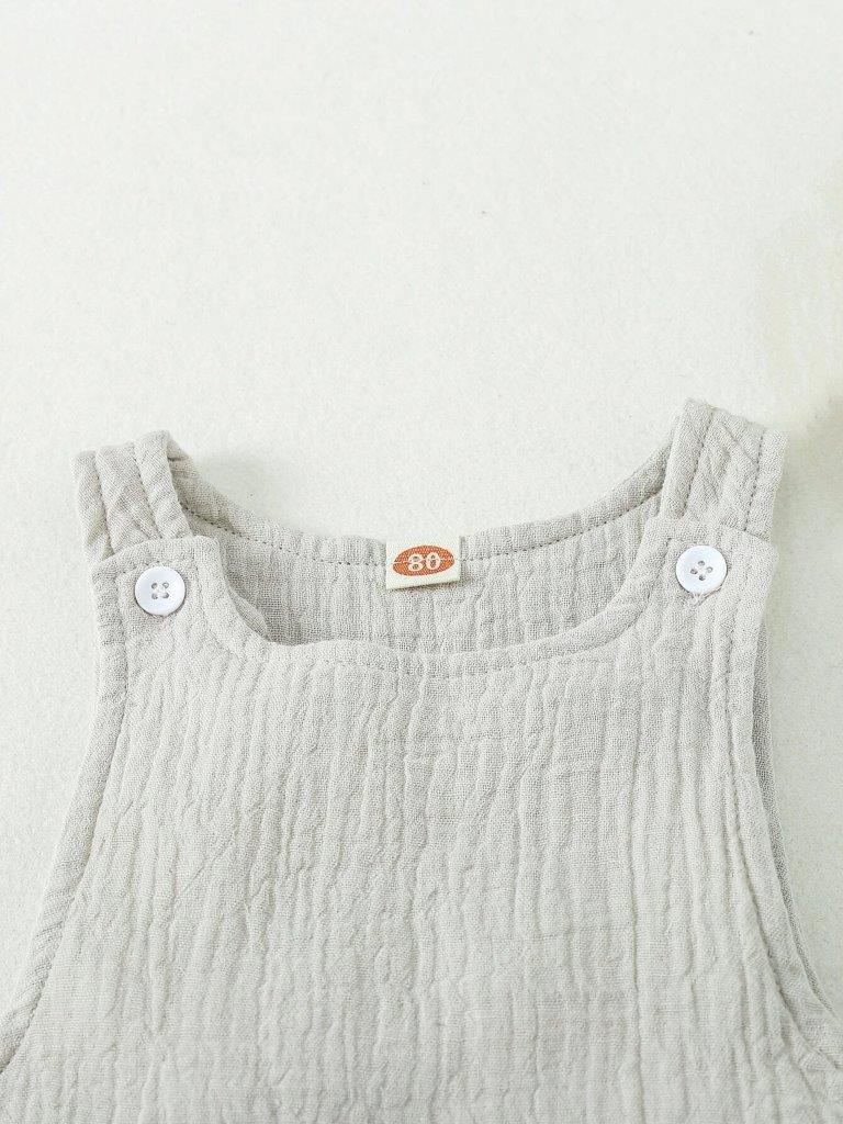 100% Cotton Crepe Pocket Romper Olive Grey