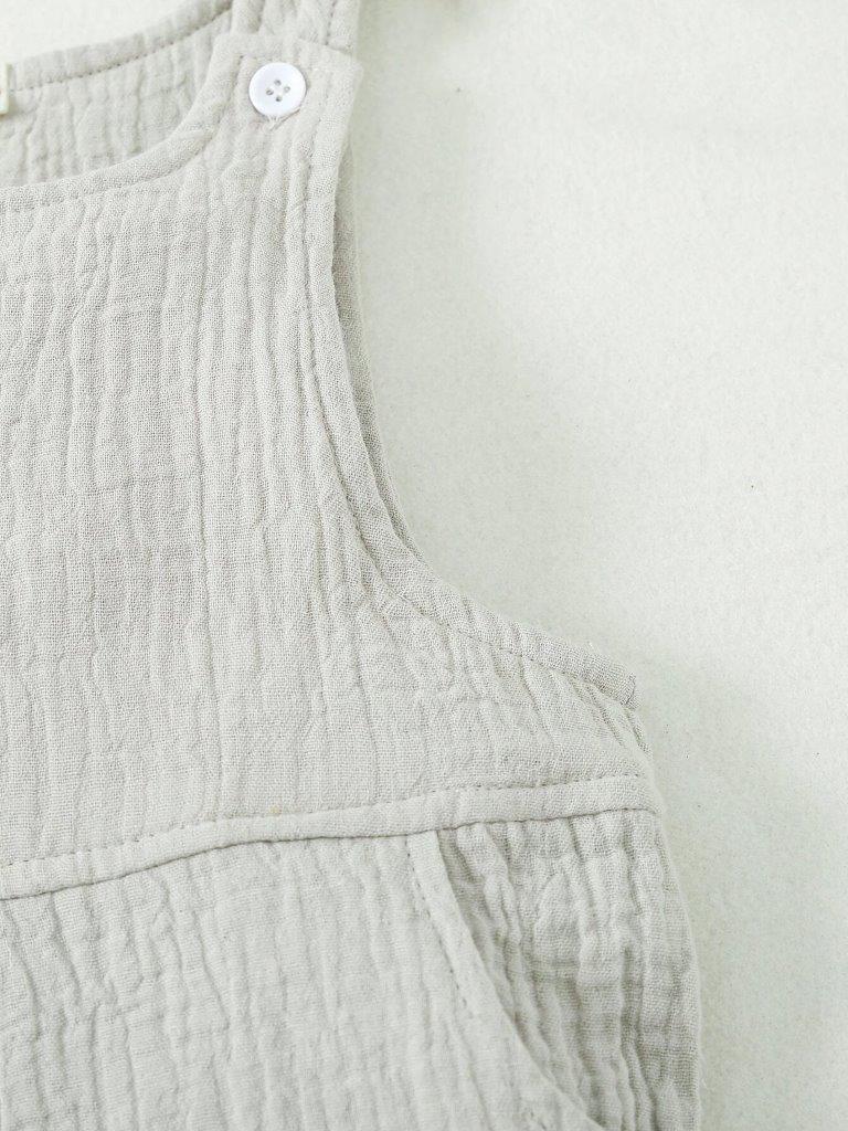 100% Cotton Crepe Pocket Romper Olive Grey