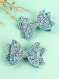 2 Piece Glitter Bow Hair Clips