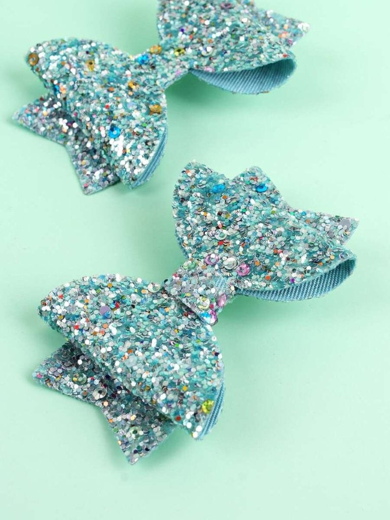 2 Piece Glitter Bow Hair Clips