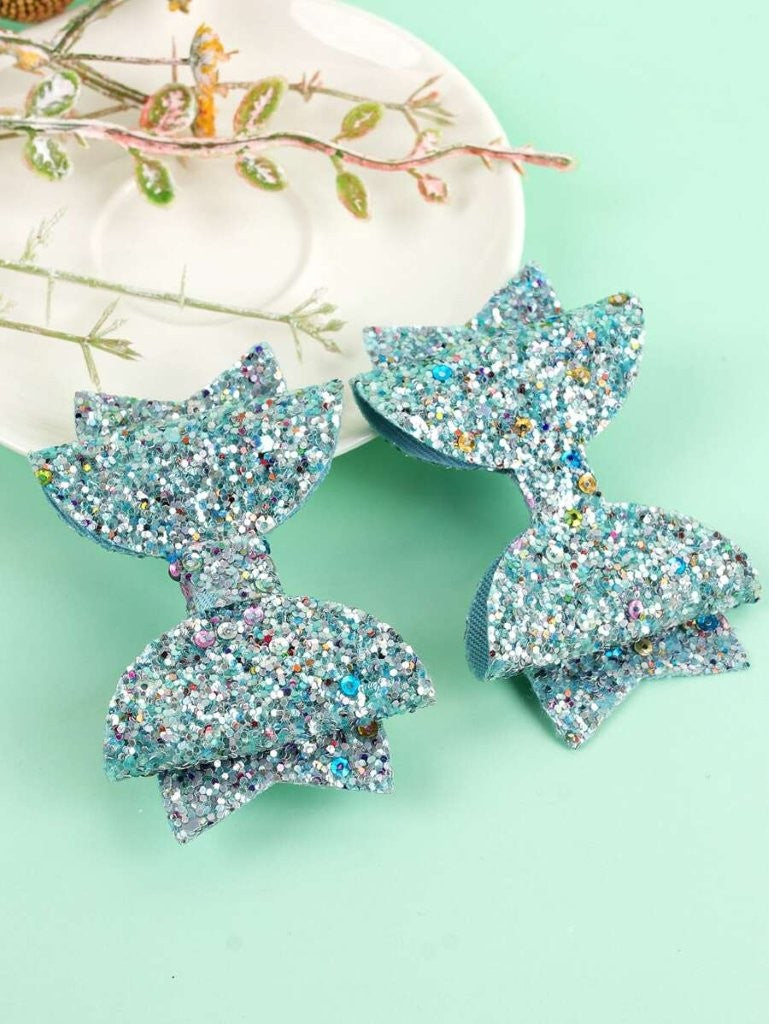 2 Piece Glitter Bow Hair Clips