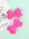 2 Piece Glitter Hot Pink Bow Hair Clips