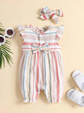 Baby Stripe Romper With Headband