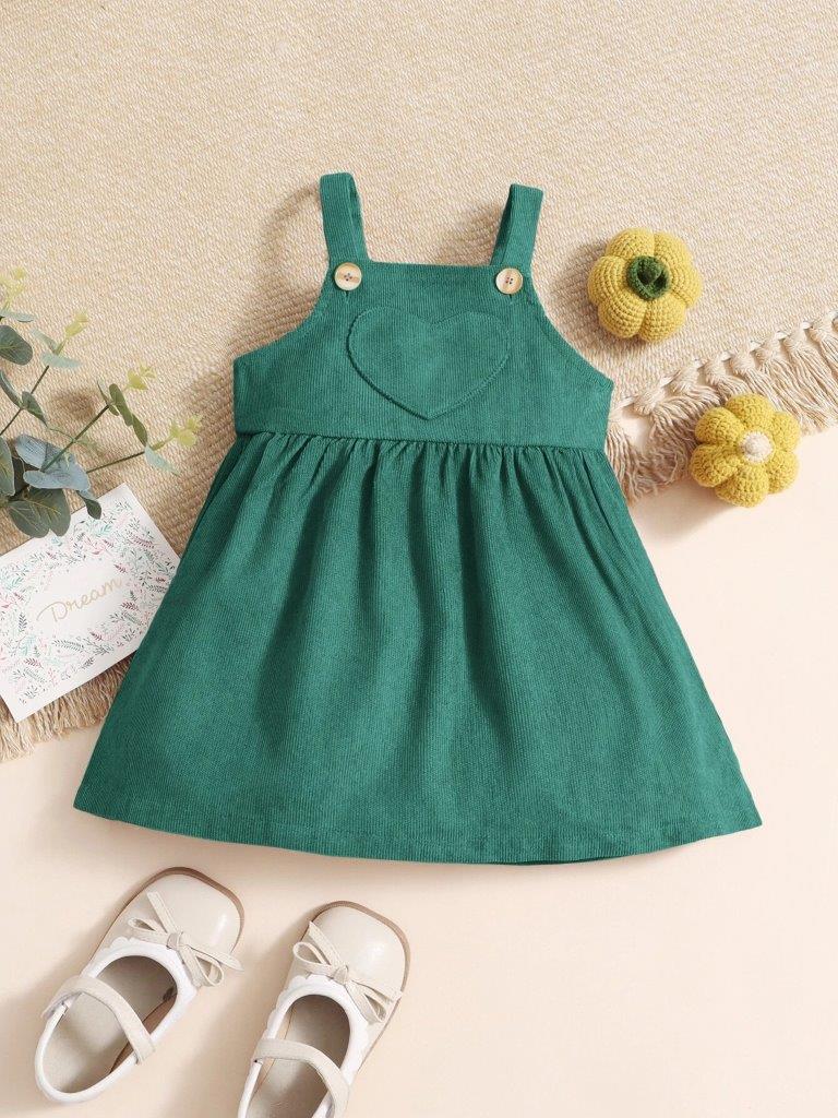 Baby Teal Corduroy Heart Dress