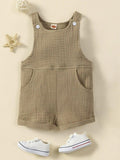 100% Cotton Crepe Pocket Romper Khaki