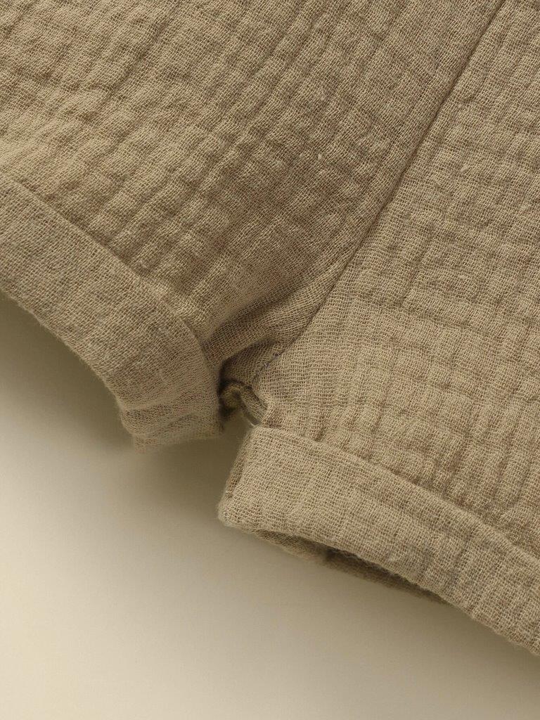 100% Cotton Crepe Pocket Romper Khaki