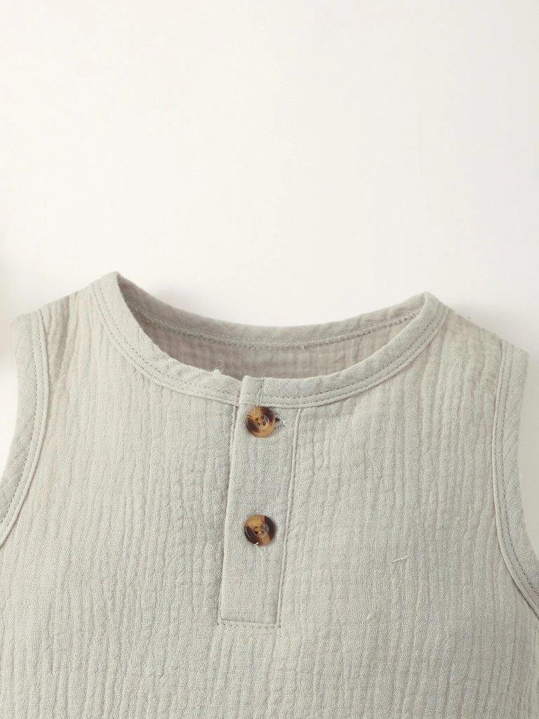 100% Cotton Crepe Olive Grey Romper