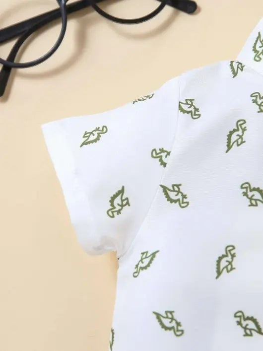 Baby Dinosaur Bow Tie Formal Outfit Olive Green