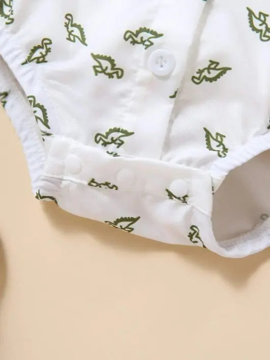 Baby Dinosaur Bow Tie Formal Outfit Olive Green