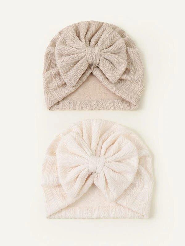 Baby 2 Piece Bow Turban Khaki
