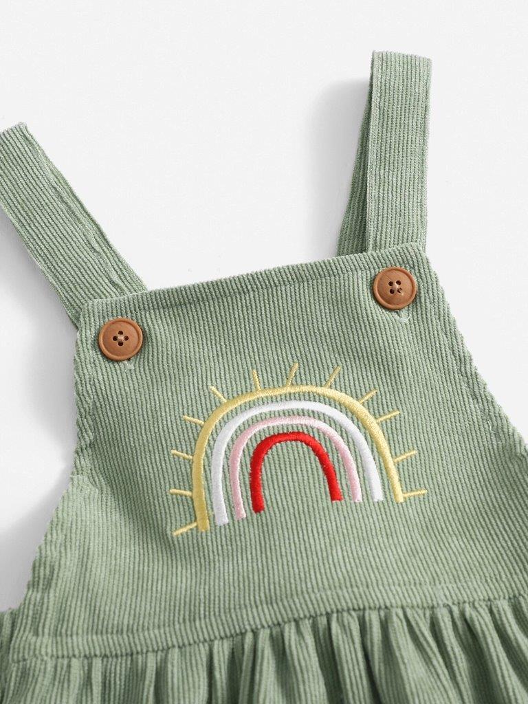 Baby Green Corduroy Rainbow Dress