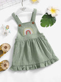 Baby Green Corduroy Rainbow Dress