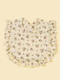 Baby Crepe Floral Ruffle Bib Beige