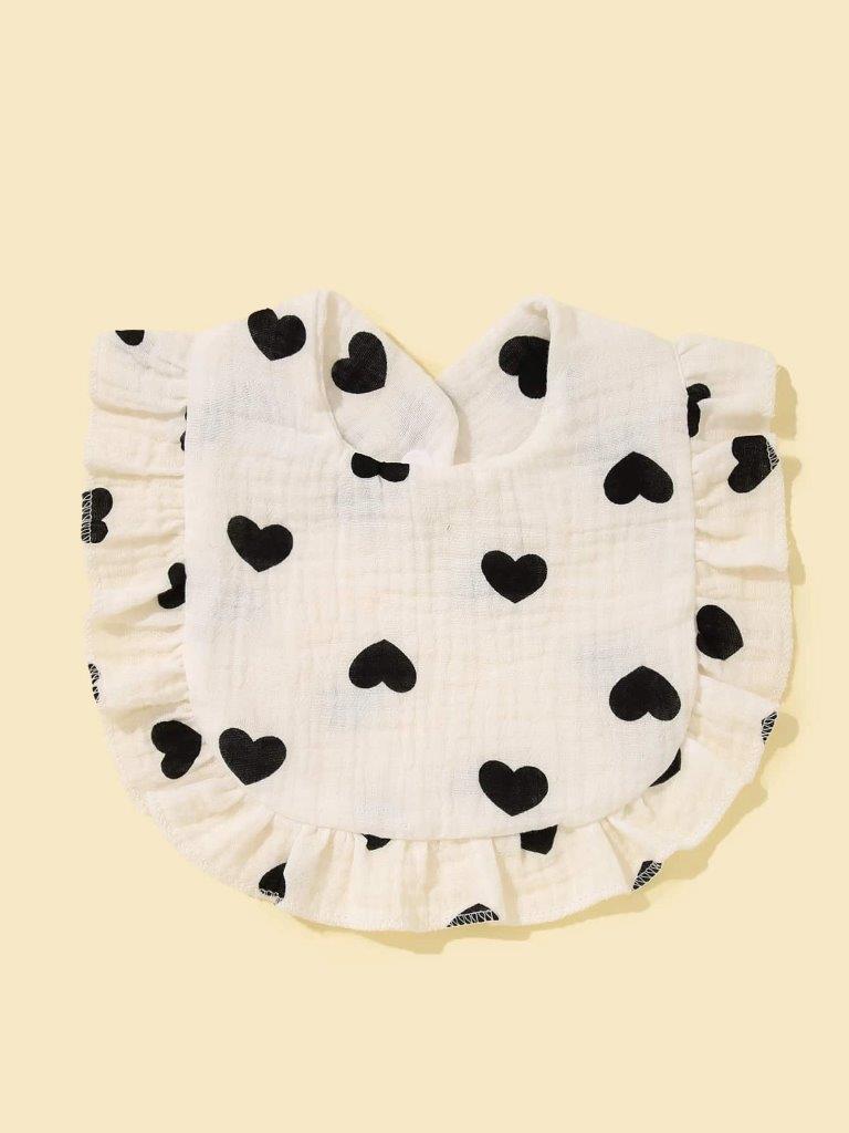Baby Crepe Ruffle Bib Hearts