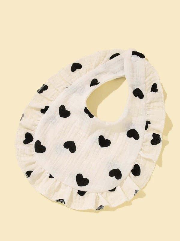 Baby Crepe Ruffle Bib Hearts