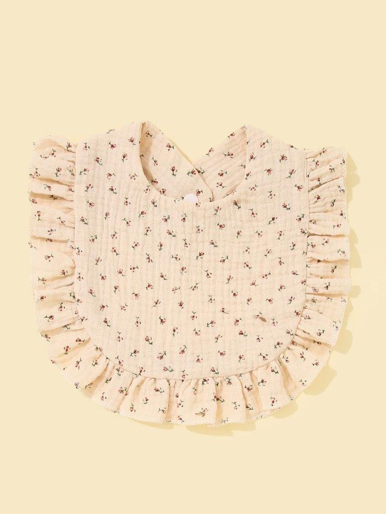 Baby Crepe Floral Ruffle Bib