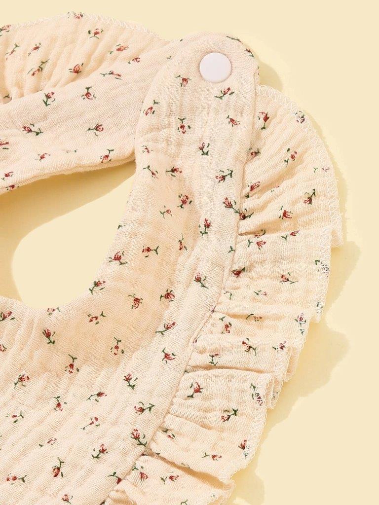 Baby Crepe Floral Ruffle Bib