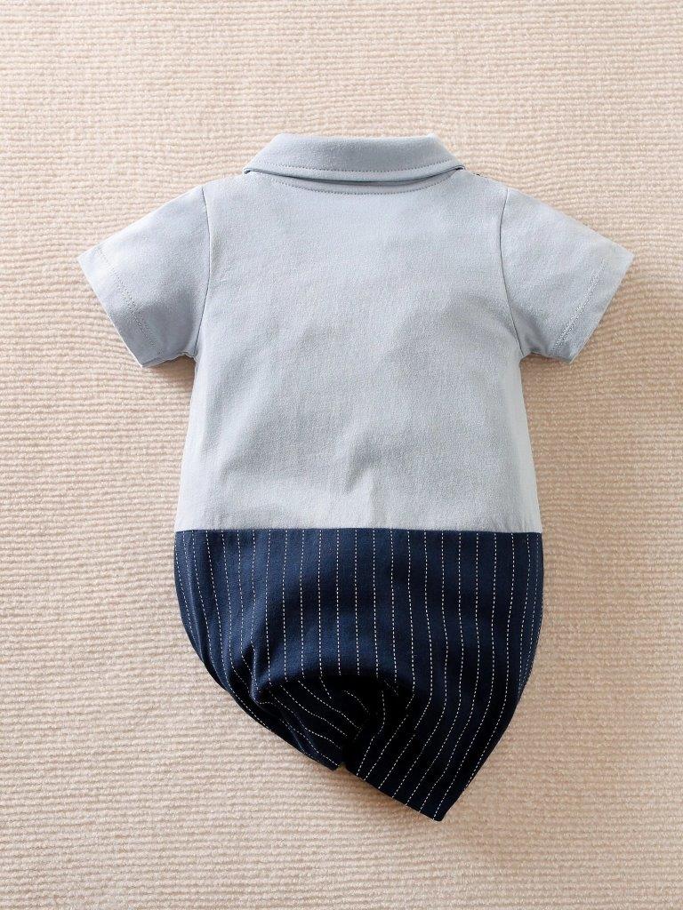 Baby Stripe Embroidery Baby Grow