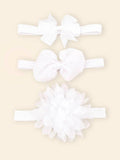 3 Piece Baby White Bow Set