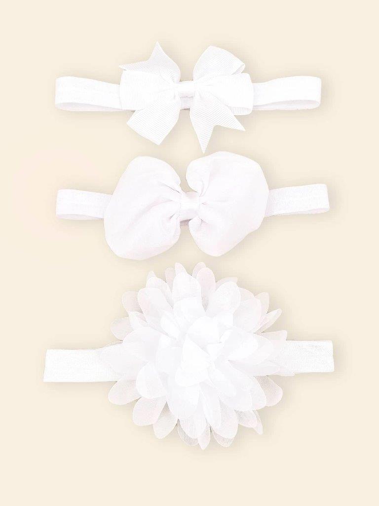 3 Piece Baby White Bow Set