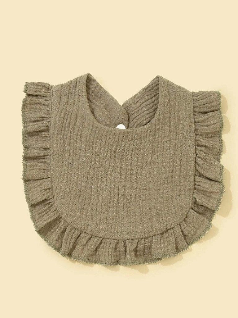 Baby Crepe Ruffle Bib Brown