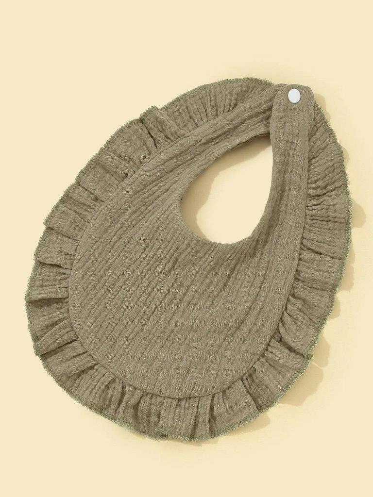 Baby Crepe Ruffle Bib Brown