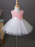 Baby Lace Mesh Party Dress Pink And White