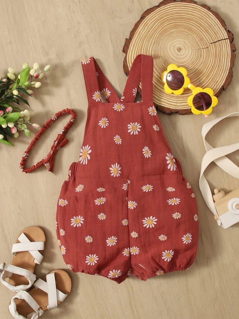 Baby Flower Print Romper Set