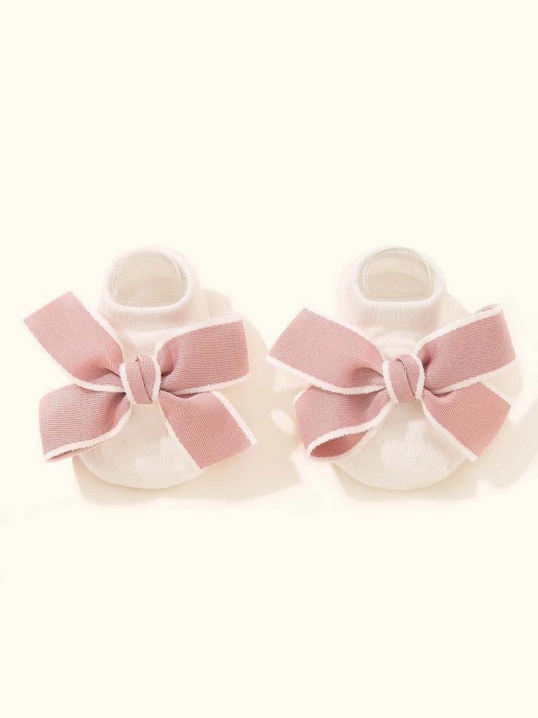 Baby Ankle Socks With Bow 0-6 Pink
