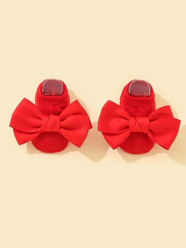 Baby Ankle Socks With Bow Red