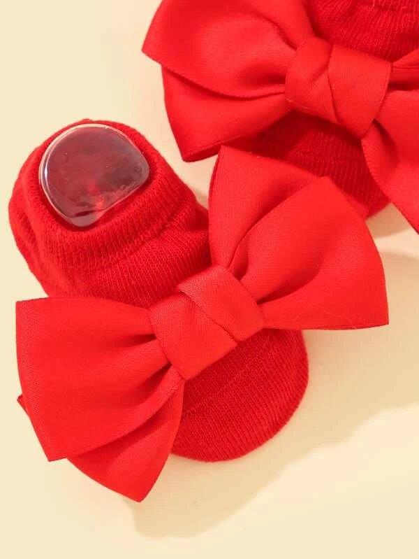 Baby Ankle Socks With Bow Red