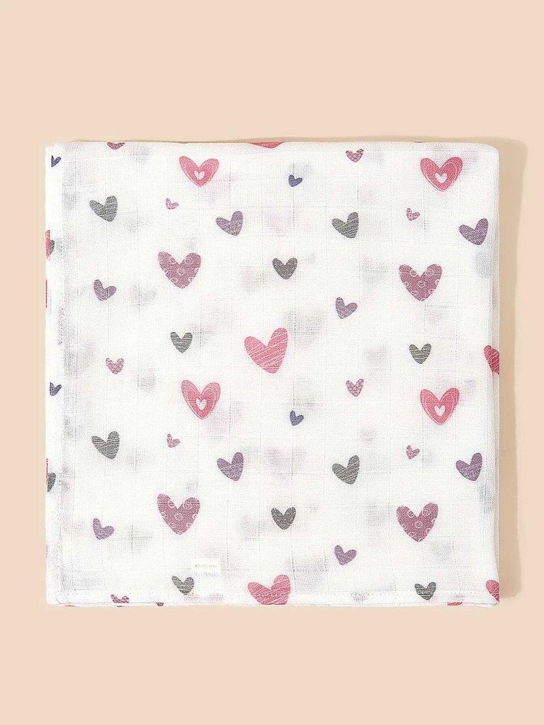 Baby Heart Muslin Swaddle Blanket