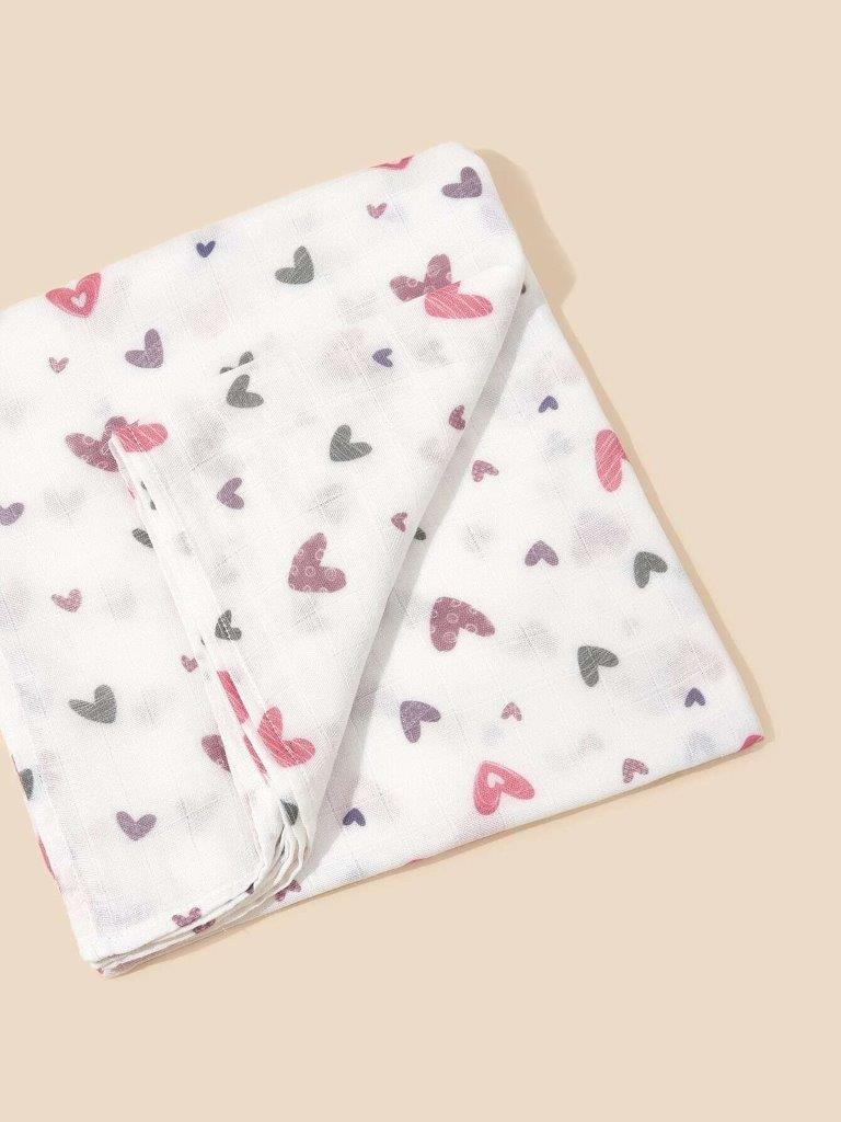 Baby Heart Muslin Swaddle Blanket