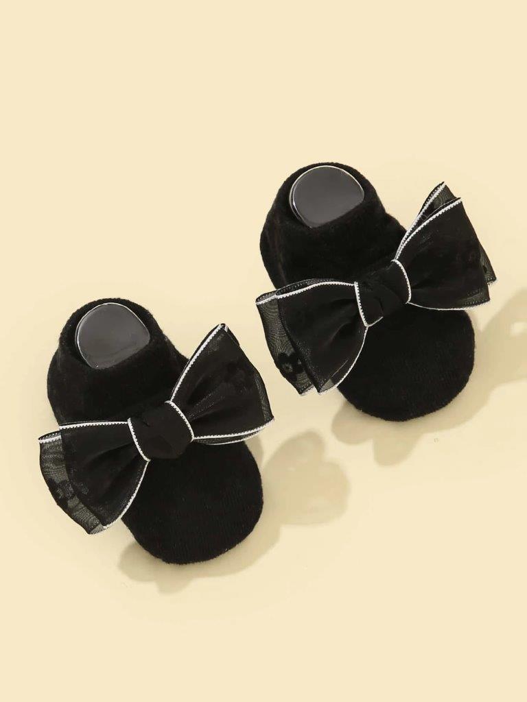 Baby Ankle Socks With Bow Black
