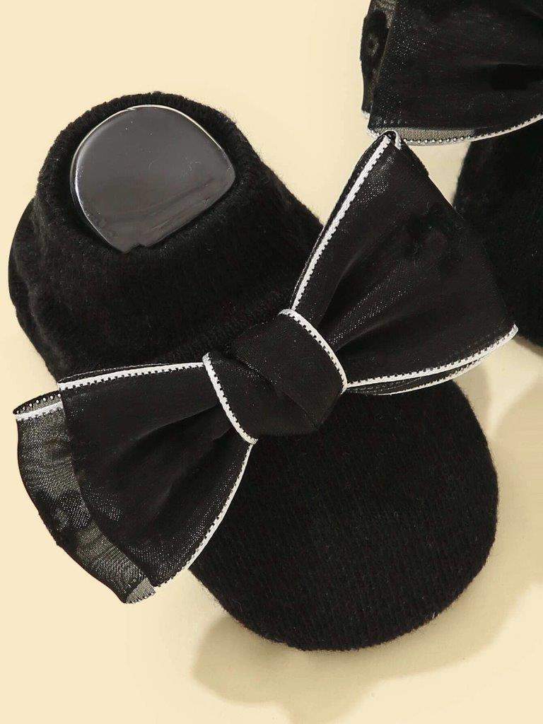 Baby Ankle Socks With Bow Black