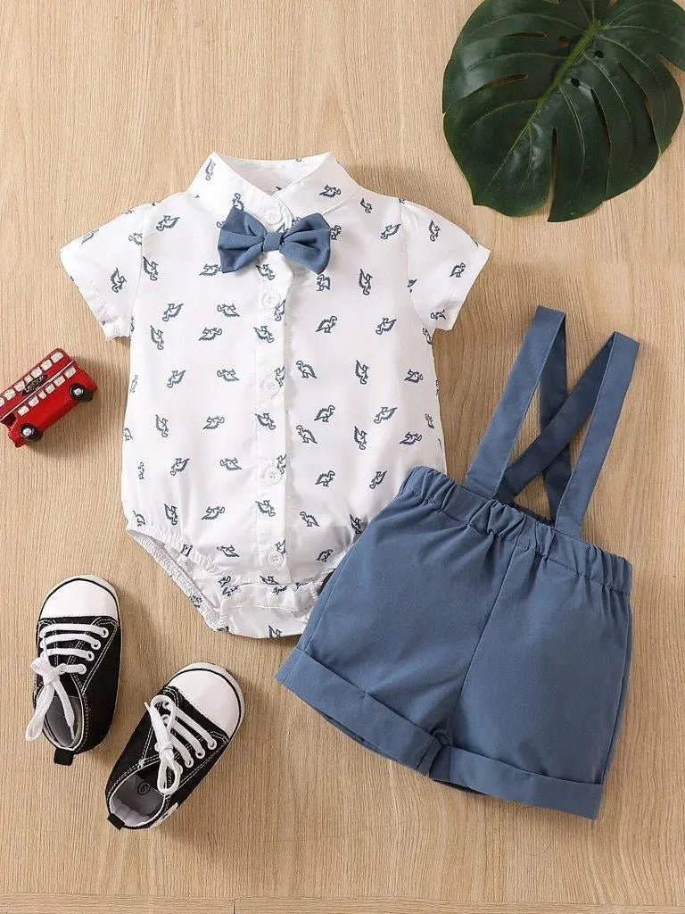 Baby Dinosaur Bow Tie Formal Outfit Blue