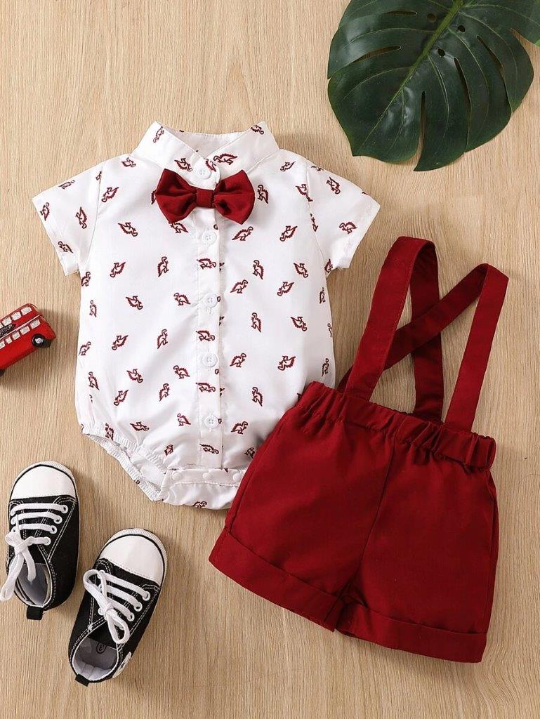 Baby Dinosaur Bow Tie Formal Outfit Red