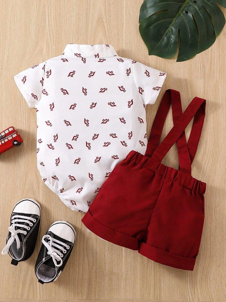 Baby Dinosaur Bow Tie Formal Outfit Red