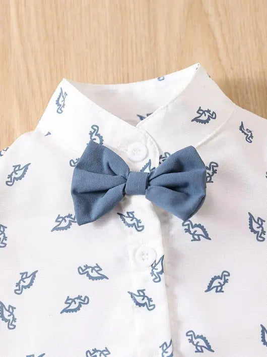 Baby Dinosaur Bow Tie Formal Outfit Blue