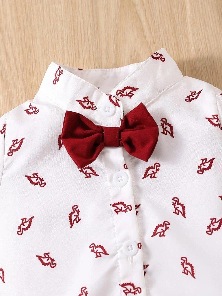 Baby Dinosaur Bow Tie Formal Outfit Red