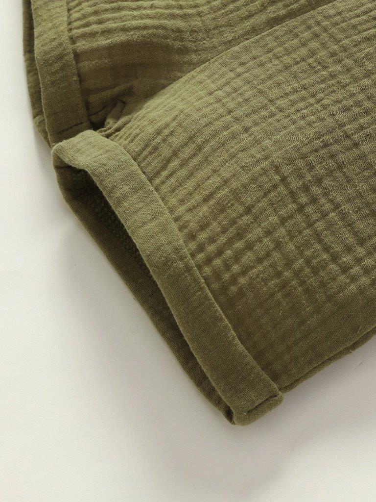 100% Cotton Crepe Pocket Romper Army Green