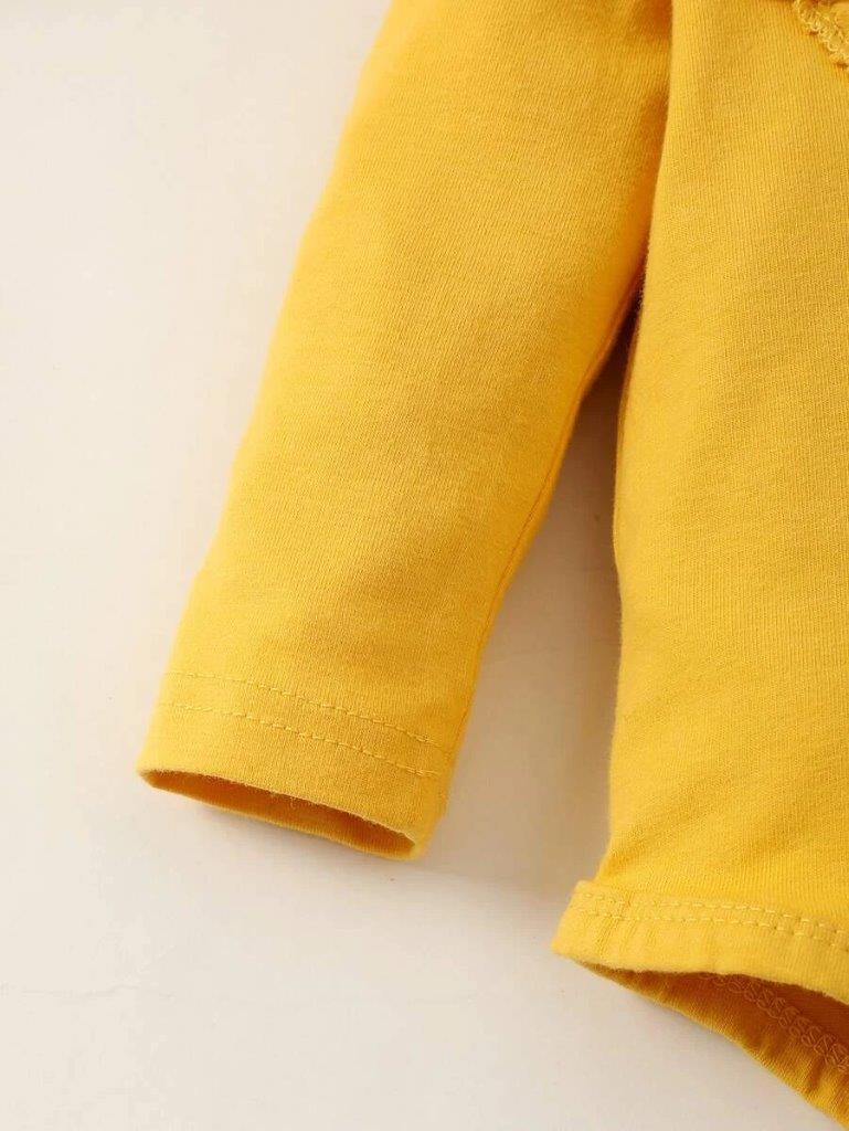 Baby Mustard Bodysuit And Pants Set With Headband