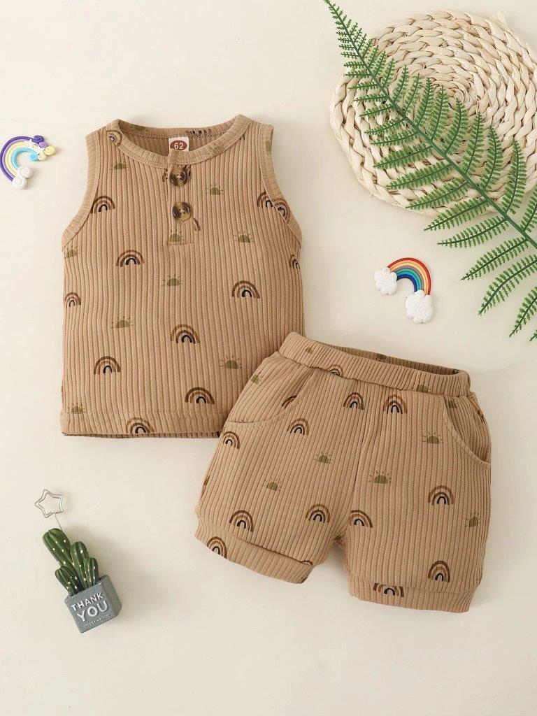 Baby Ribbed Pattern Shorts Set