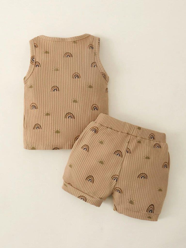 Baby Ribbed Pattern Shorts Set