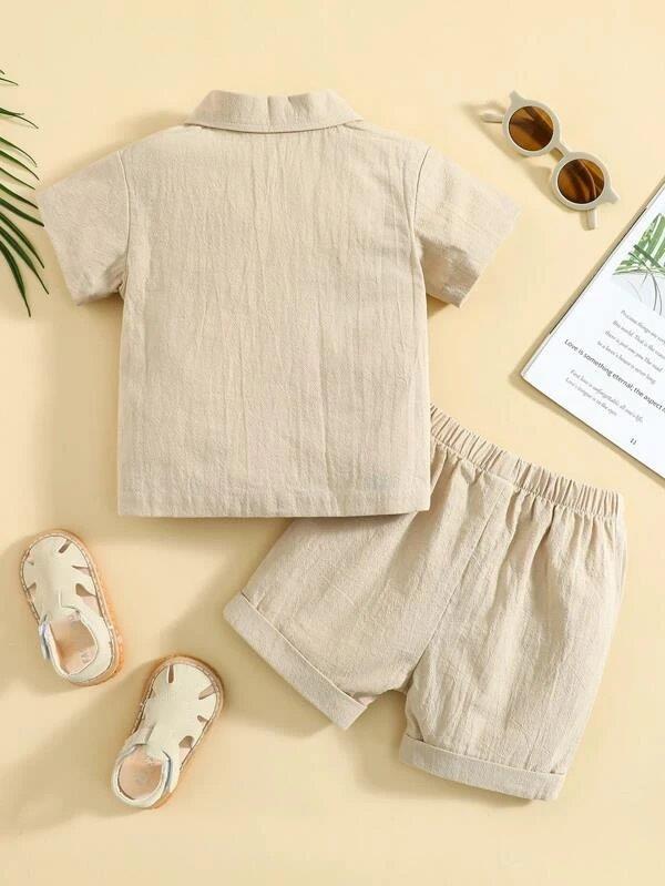 Baby Khaki Shirt And Shorts Set