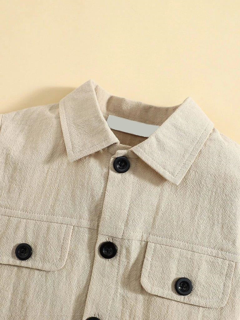 Baby Khaki Shirt And Shorts Set