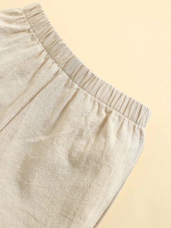 Baby Khaki Shirt And Shorts Set