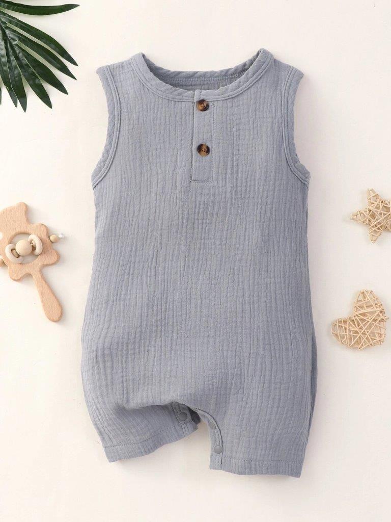 100% Cotton Crepe Dark Grey Romper